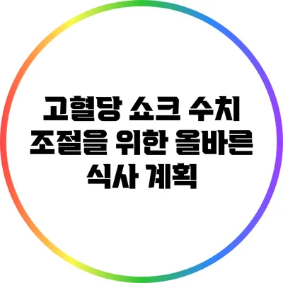 고혈당 쇼크 수치 조절을 위한 올바른 식사 계획