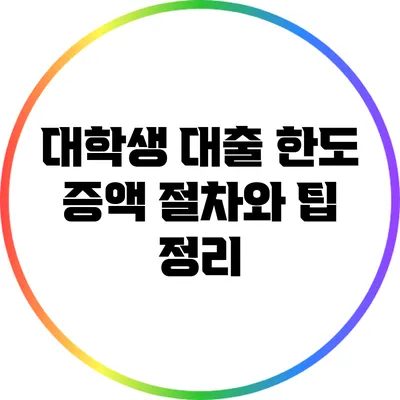 대학생 대출 한도 증액 절차와 팁 정리