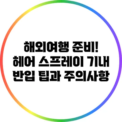 해외여행 준비! 헤어 스프레이 기내 반입 팁과 주의사항