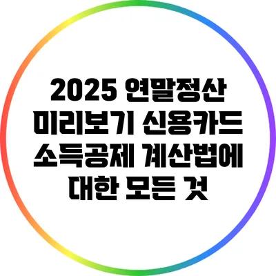 2025 연말정산 미리보기: 신용카드 소득공제 계산법에 대한 모든 것