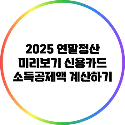 2025 연말정산 미리보기: 신용카드 소득공제액 계산하기