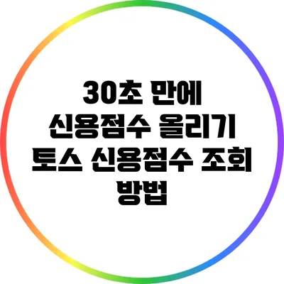 30초 만에 신용점수 올리기: 토스 신용점수 조회 방법