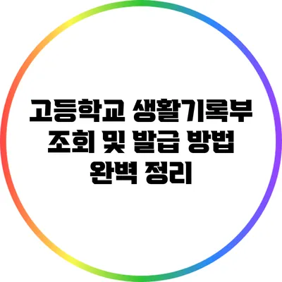 고등학교 생활기록부 조회 및 발급 방법 완벽 정리