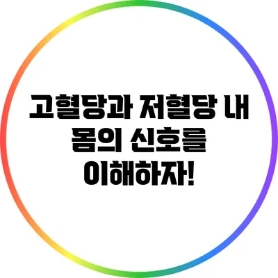고혈당과 저혈당: 내 몸의 신호를 이해하자!