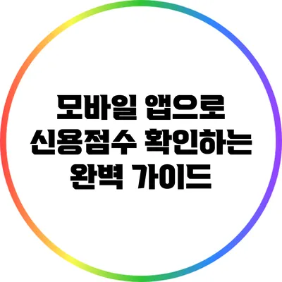 모바일 앱으로 신용점수 확인하는 완벽 가이드