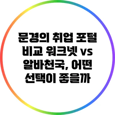 문경의 취업 포털 비교: 워크넷 vs 알바천국, 어떤 선택이 좋을까?