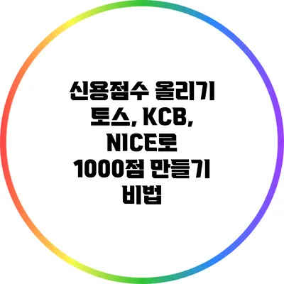 신용점수 올리기: 토스, KCB, NICE로 1000점 만들기 비법