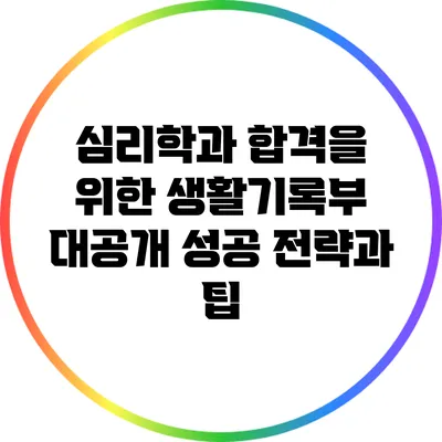 심리학과 합격을 위한 생활기록부 대공개: 성공 전략과 팁
