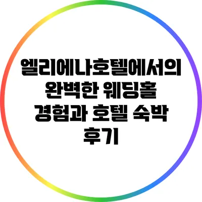 엘리에나호텔에서의 완벽한 웨딩홀 경험과 호텔 숙박 후기