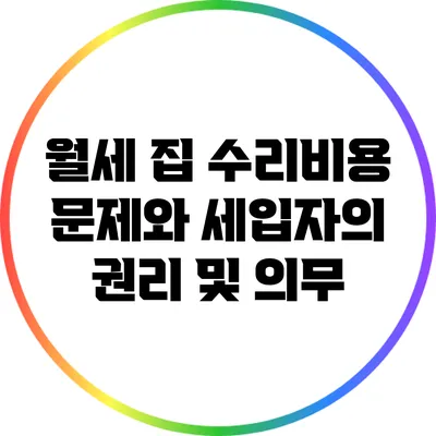 월세 집 수리비용 문제와 세입자의 권리 및 의무