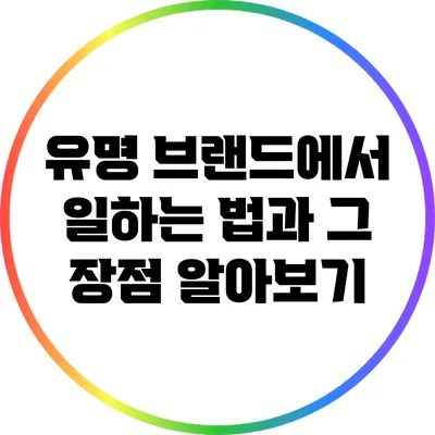 유명 브랜드에서 일하는 법과 그 장점 알아보기