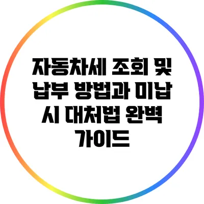 자동차세 조회 및 납부 방법과 미납 시 대처법 완벽 가이드