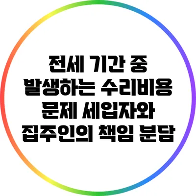 전세 기간 중 발생하는 수리비용 문제: 세입자와 집주인의 책임 분담