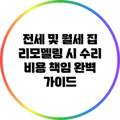 전세 및 월세 집 리모델링 시 수리 비용 책임 완벽 가이드