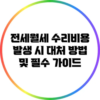 전세월세 수리비용 발생 시 대처 방법 및 필수 가이드