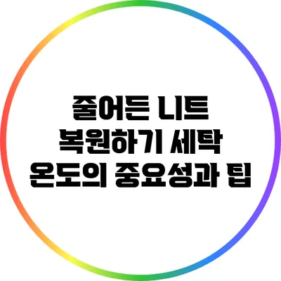 줄어든 니트 복원하기: 세탁 온도의 중요성과 팁