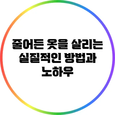 줄어든 옷을 살리는 실질적인 방법과 노하우