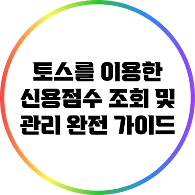 토스를 이용한 신용점수 조회 및 관리 완전 가이드
