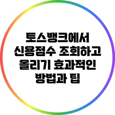 토스뱅크에서 신용점수 조회하고 올리기: 효과적인 방법과 팁