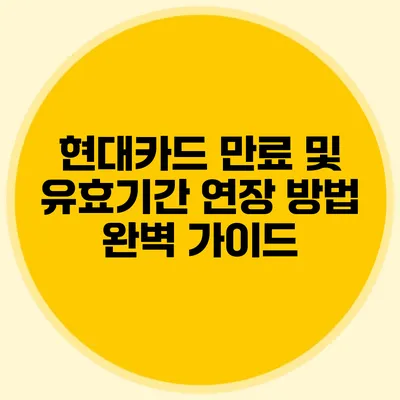 현대카드 만료 및 유효기간 연장 방법 완벽 가이드