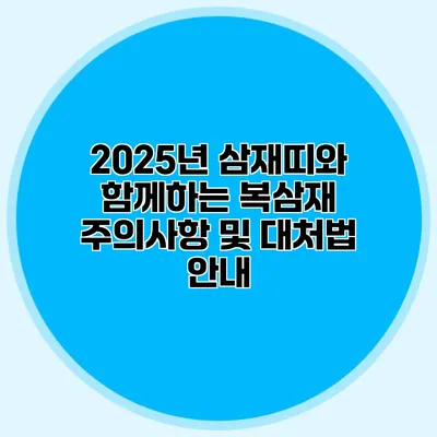 2025년 삼재띠와 함께하는 복삼재 주의사항 및 대처법 안내