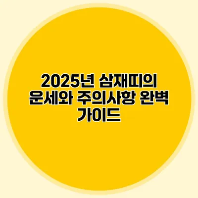 2025년 삼재띠의 운세와 주의사항 완벽 가이드