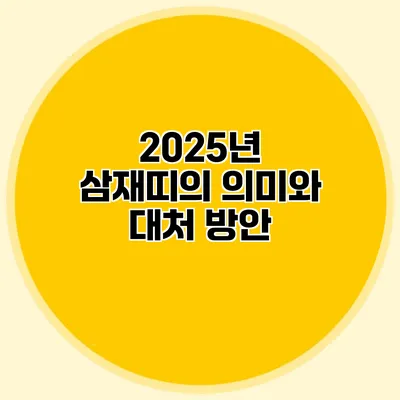 2025년 삼재띠의 의미와 대처 방안