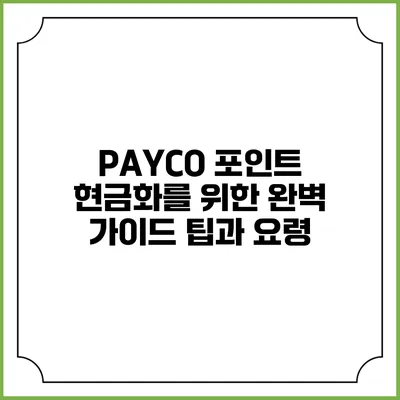 PAYCO 포인트 현금화를 위한 완벽 가이드: 팁과 요령
