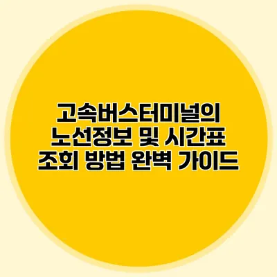고속버스터미널의 노선정보 및 시간표 조회 방법 완벽 가이드
