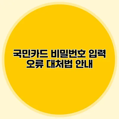 국민카드 비밀번호 입력 오류 대처법 안내