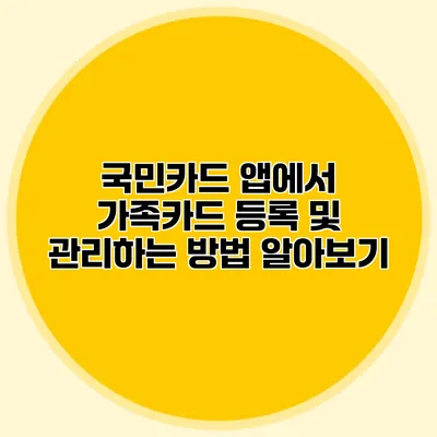 국민카드 앱에서 가족카드 등록 및 관리하는 방법 알아보기