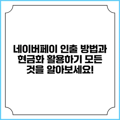 네이버페이 인출 방법과 현금화 활용하기: 모든 것을 알아보세요!