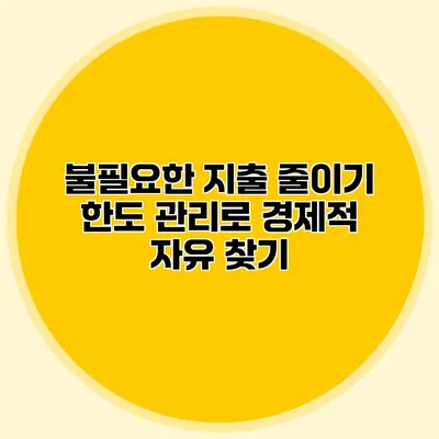 불필요한 지출 줄이기: 한도 관리로 경제적 자유 찾기