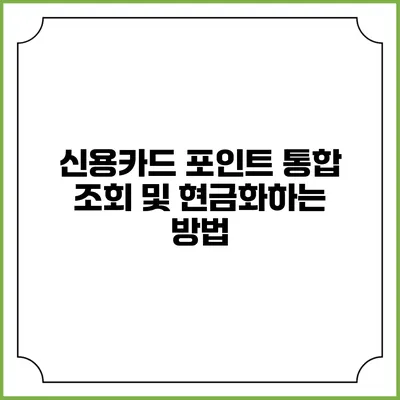 신용카드 포인트 통합 조회 및 현금화하는 방법