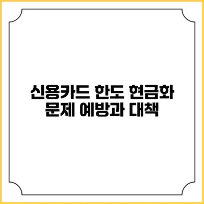 신용카드 한도 현금화 문제 예방과 대책