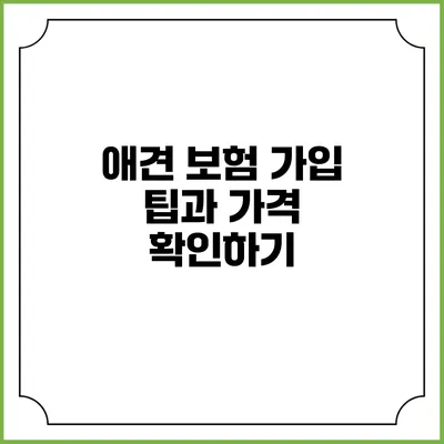 애견 보험 가입 팁과 가격 확인하기