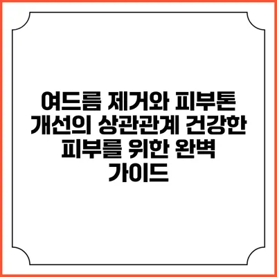 여드름 제거와 피부톤 개선의 상관관계: 건강한 피부를 위한 완벽 가이드