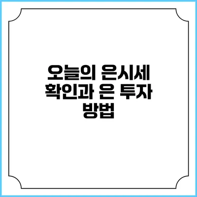 오늘의 은시세 확인과 은 투자 방법