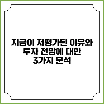 지금이 저평가된 이유와 투자 전망에 대한 3가지 분석