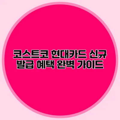 코스트코 현대카드 신규 발급 혜택 완벽 가이드