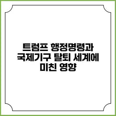트럼프 행정명령과 국제기구 탈퇴: 세계에 미친 영향