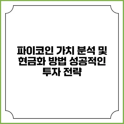 파이코인 가치 분석 및 현금화 방법: 성공적인 투자 전략