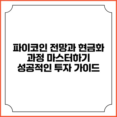 파이코인 전망과 현금화 과정 마스터하기: 성공적인 투자 가이드