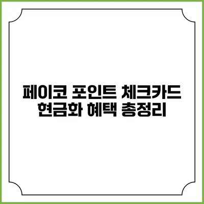 페이코 포인트 체크카드 현금화 혜택 총정리
