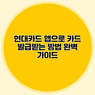 현대카드 앱으로 카드 발급받는 방법 완벽 가이드