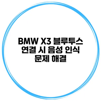 BMW X3 블루투스 연결 시 음성 인식 문제 해결
