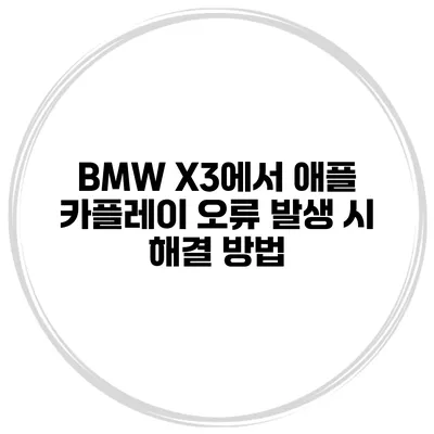 BMW X3에서 애플 카플레이 오류 발생 시 해결 방법