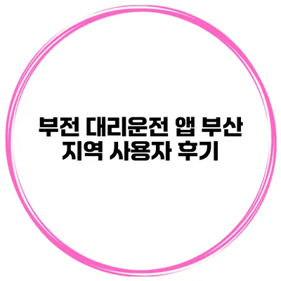 부전 대리운전 앱 부산 지역 사용자 후기