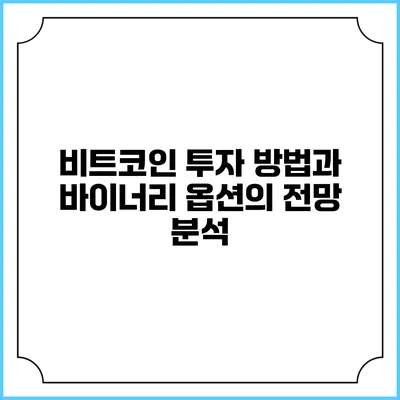 비트코인 투자 방법과 바이너리 옵션의 전망 분석