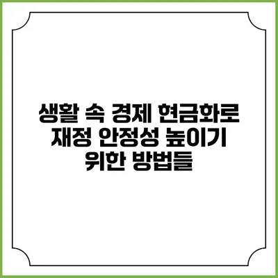 생활 속 경제 현금화로 재정 안정성 높이기 위한 방법들